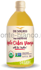 Уксус De Nigris Organic яблочный нефильтрованный, Италия