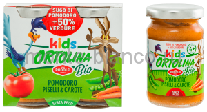 Соус Rodolfi Ortolina Kids BIO томатный с зеленым горошком и морковью, Италия