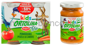 Соус Rodolfi Ortolina Kids BIO томатный с зеленым горошком и морковью, Италия