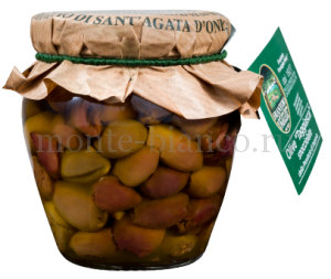 Оливки сорта ТАДЖАСКА без косточки в оливковом масле Extra Vergine, Sant’Agata, стекло 180 г