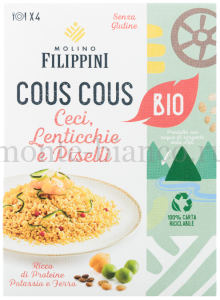 Кускус Molino Filippini из нута, желтой и красной чечевицы, гороха БИО без глютена