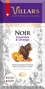 Шоколад Villars темный с миндалем и цукатами из апельсиновых корочек 180 г, Швейцария