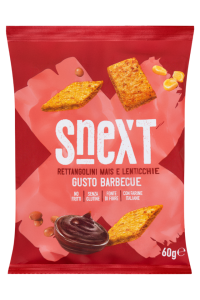 Снеки SNEXT из кукурузы и чечевицы со вкусом барбекю, 60 г Италия