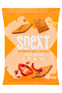 Снеки SNEXT  из кукурузы и чечевицы со вкусом паприки, 60 г Италия